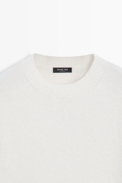 Massimo Dutti Трикотажный свитер оверсайз, натуральный/кремовый