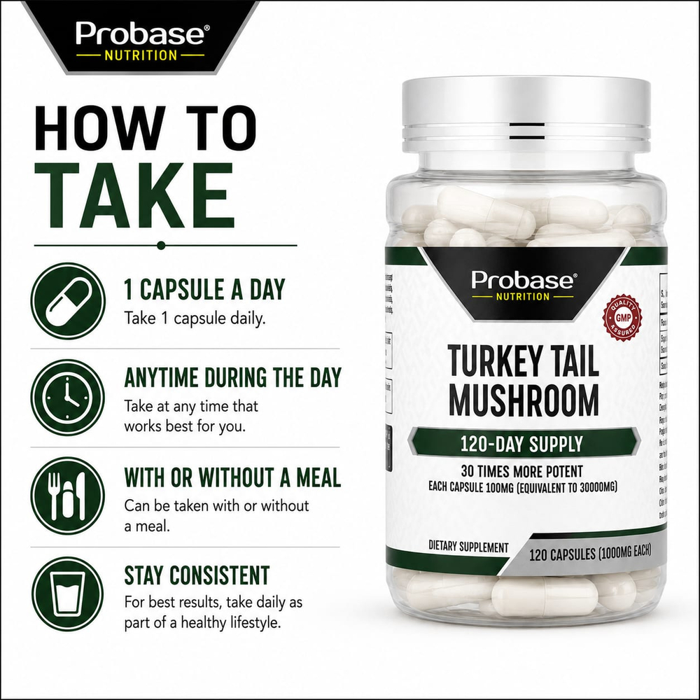 Probase Nutrition, Индейка, гриб, 100 мг, 120 капсул