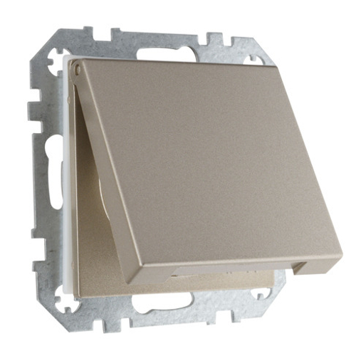 Розетка с заземлением с крышкой, 16А 250В IP44 LAVERO CLASSIC 1012100208 шампань