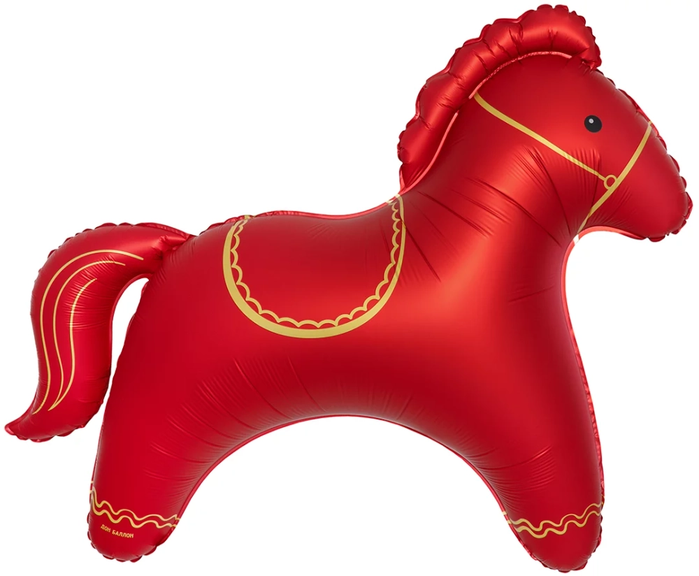 Шар (42''/107 см) Фигура, Красная лошадка, Сатин