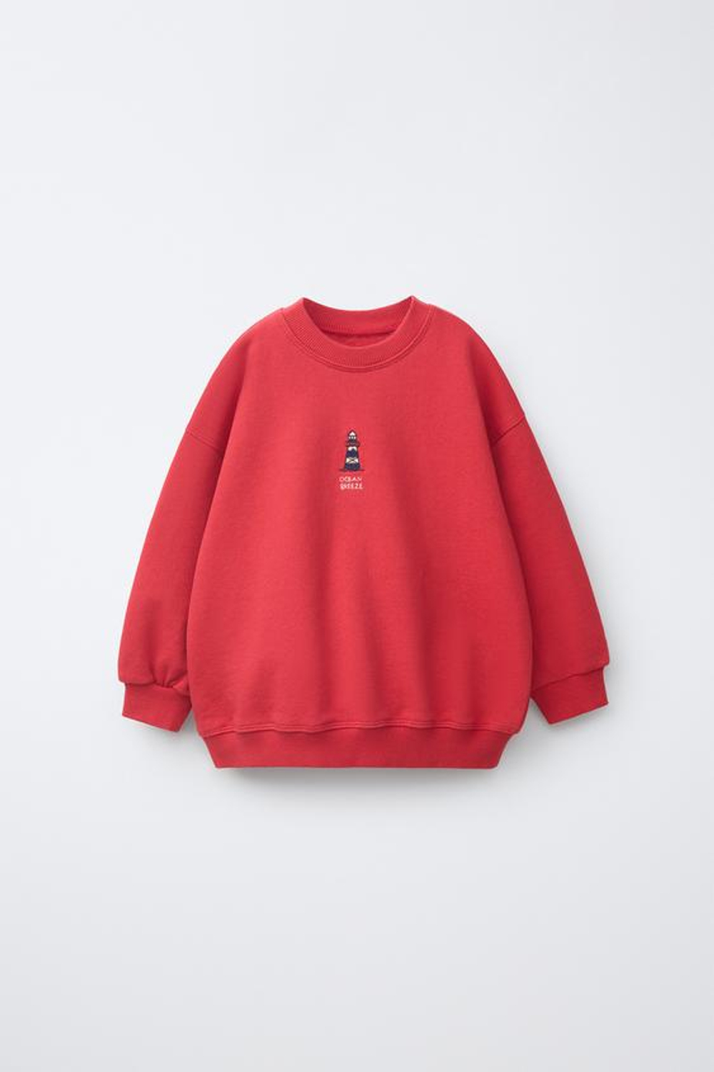 ZARA ТОЛСТОВКА С ВЫШИВКОЙ МАЯК, КРАСНЫЙ