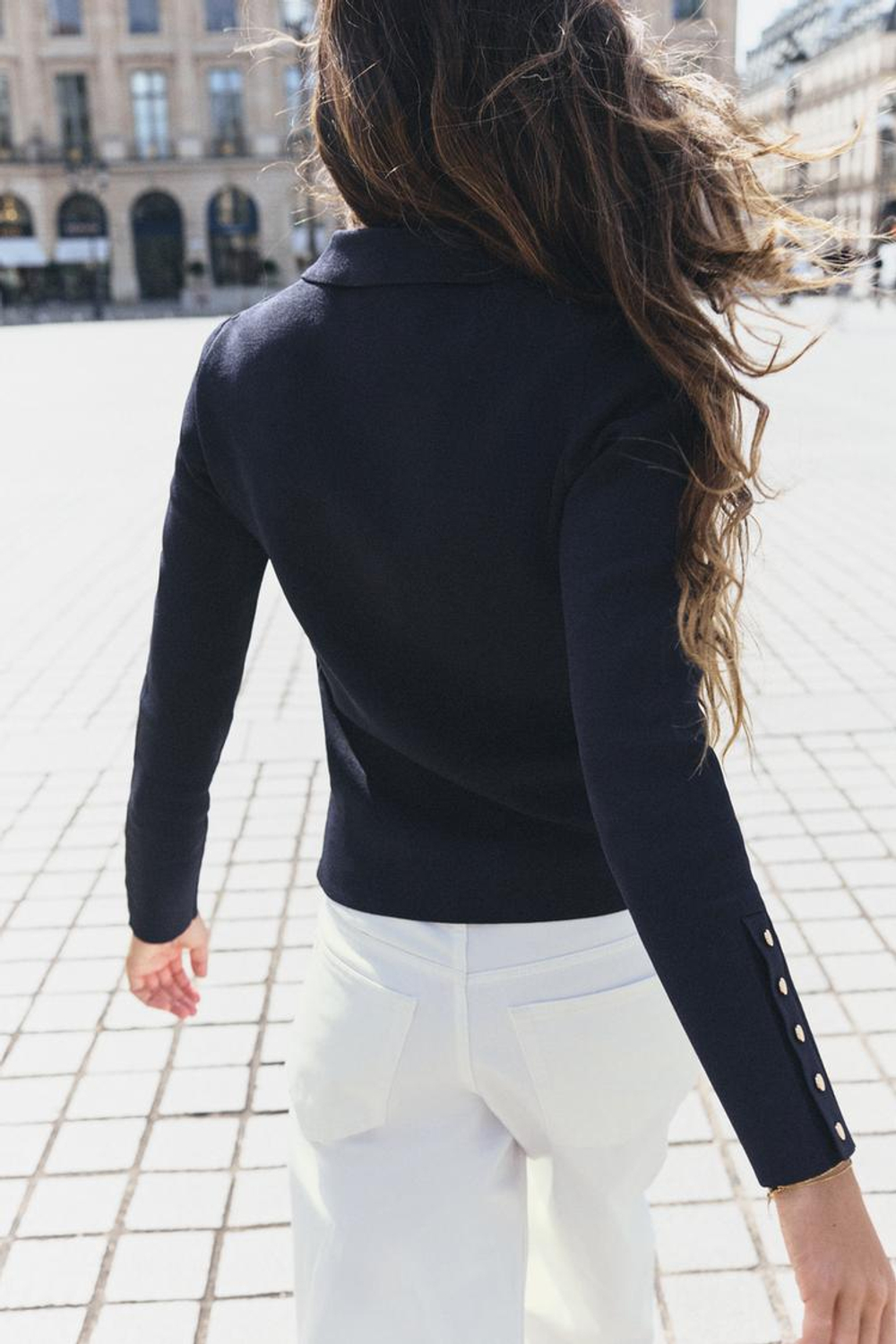ZARA ТРИКОТАЖНЫЙ ПОЛО С ПЛАНКАМИ, МОСРКОЙ СИНИЙ