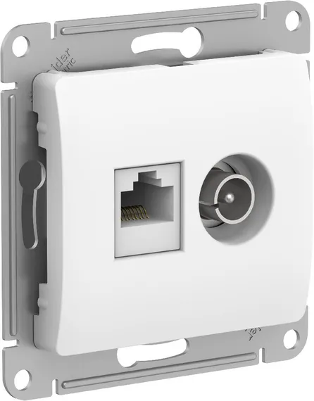 Розетка мультимедийная двойная ТВ + компьютерная RJ45 Cat 5e Systeme Electric Glossa Белый GSL000189