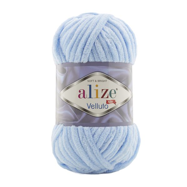 Пряжа Alize (Ализе) Velluto / уп.5 мот. по 100 г, 68м, 218 детский голубой A