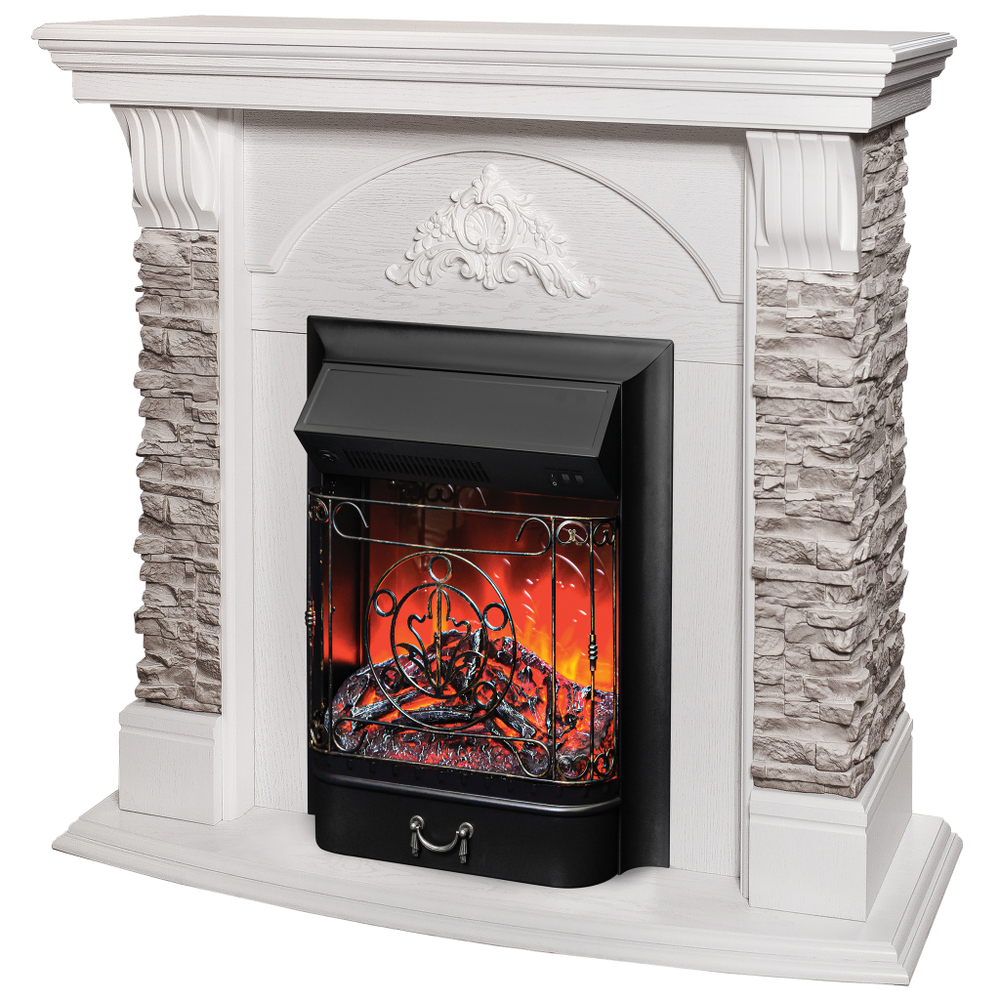 Каминокомплект Real Flame Athena GR WT с очагом Majestic Lux Black (без пульта)