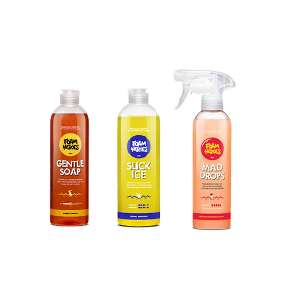Набор для трехфазной мойкиGentle Soap Amber & Tabaco + Slick Ice Zippy+Mad Drops Candy