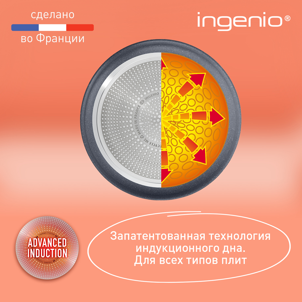Набор посуды со съемной ручкой Tefal Ingenio Natural Force 8 предметов 16/20/22/26 L3969153