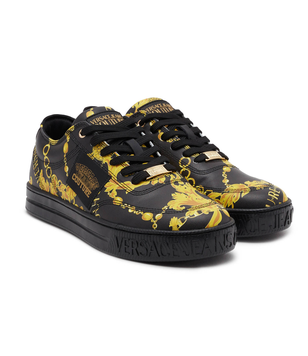 Кожаные кроссовки Versace Jeans Couture - черный(75YA3SK9ZP337)