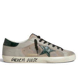 Men's Super-Star in nappa and suede with green croc-print leather star