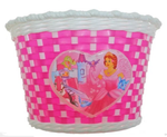 Корзина TRIX для детского велосипеда 12"-16", крепление на руль, 235х165х155мм, пластиковая, плетёная, бело-розовая