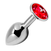 Металлическая анальная пробка 7см с красным кристаллом Cnex Alive Mini Red Crystal Metal Anal Plug Size S