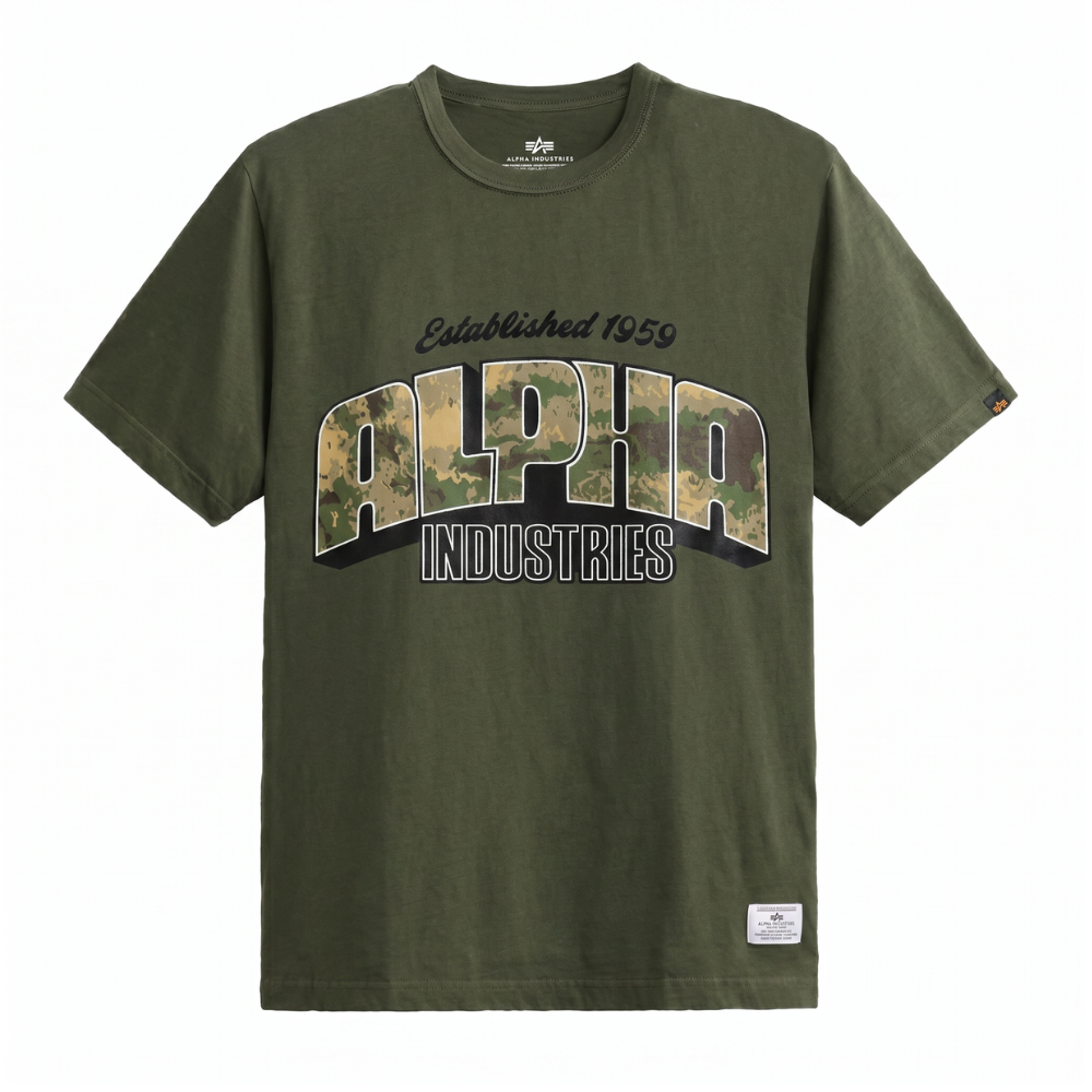 Футболка Alpha Industries Alpha Camo Logo Tee Olive (Зеленый)