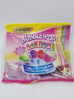 Woogie Карамель леденцовая на палочке Bubble Pop с фруктовым вкусом и жевательной резинкой внутри, 144 г