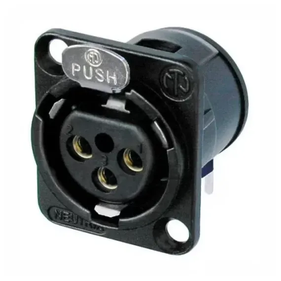 Neutrik NC3FD-H-B панельный разъем XLR female серии D. горизонт. установка на ПП, черненый корпус, з