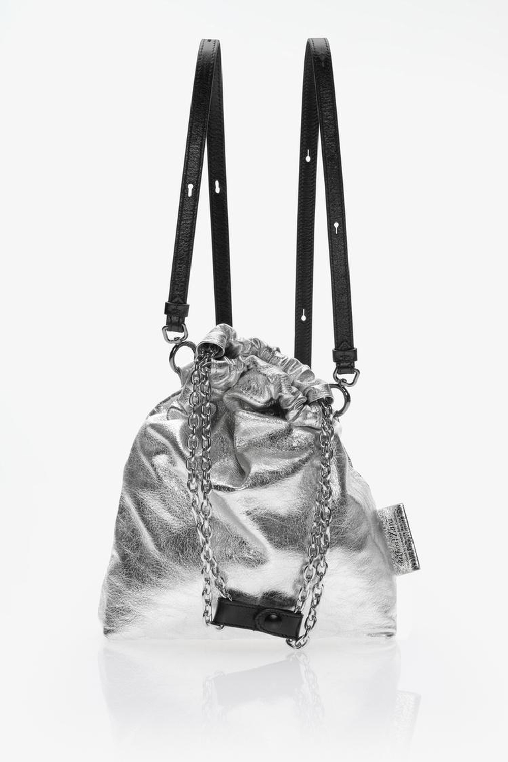 ZARA X JOHN GALLIANO МАЛЕНЬКАЯ КОЖАНАЯ СУМКА TRI-CHIC — LIMITED EDITION, СЕРЕБРЯНЫЙ