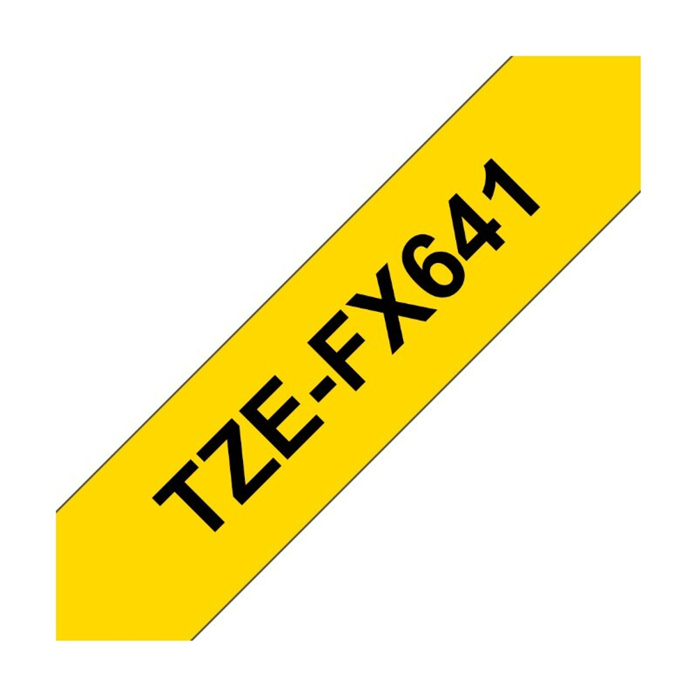 Brother TZE-FX641 кассета с лентой для печати наклеек (эластичная), чёрный шрифт на желтой основе, 18мм*8м