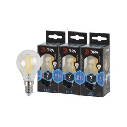 Лампа светодиодная ЭРА F-LED P45-7W-840-E14 7Вт филамент шар нейтральный белый свет Е14 | Филаментные декоративные