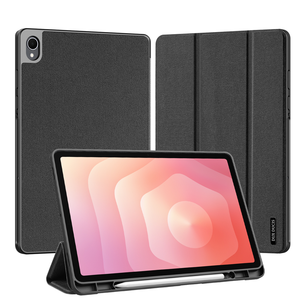 Чехол книжка черного цвета для планшета Samsung Galaxy Tab S11, серия Domo Series (с держателем для S Pen и функцией автоматического перехода в спящий режим) от Dux Ducis