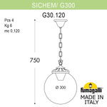 Уличный подвесной светильник Fumagalli GLOBE 300 G30.120.000.WYF1R