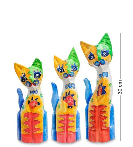 Decor and Gift 99-275 Фигурка «Кошка» н-р из трех 30,25,20 см (албезия, о.Бали)