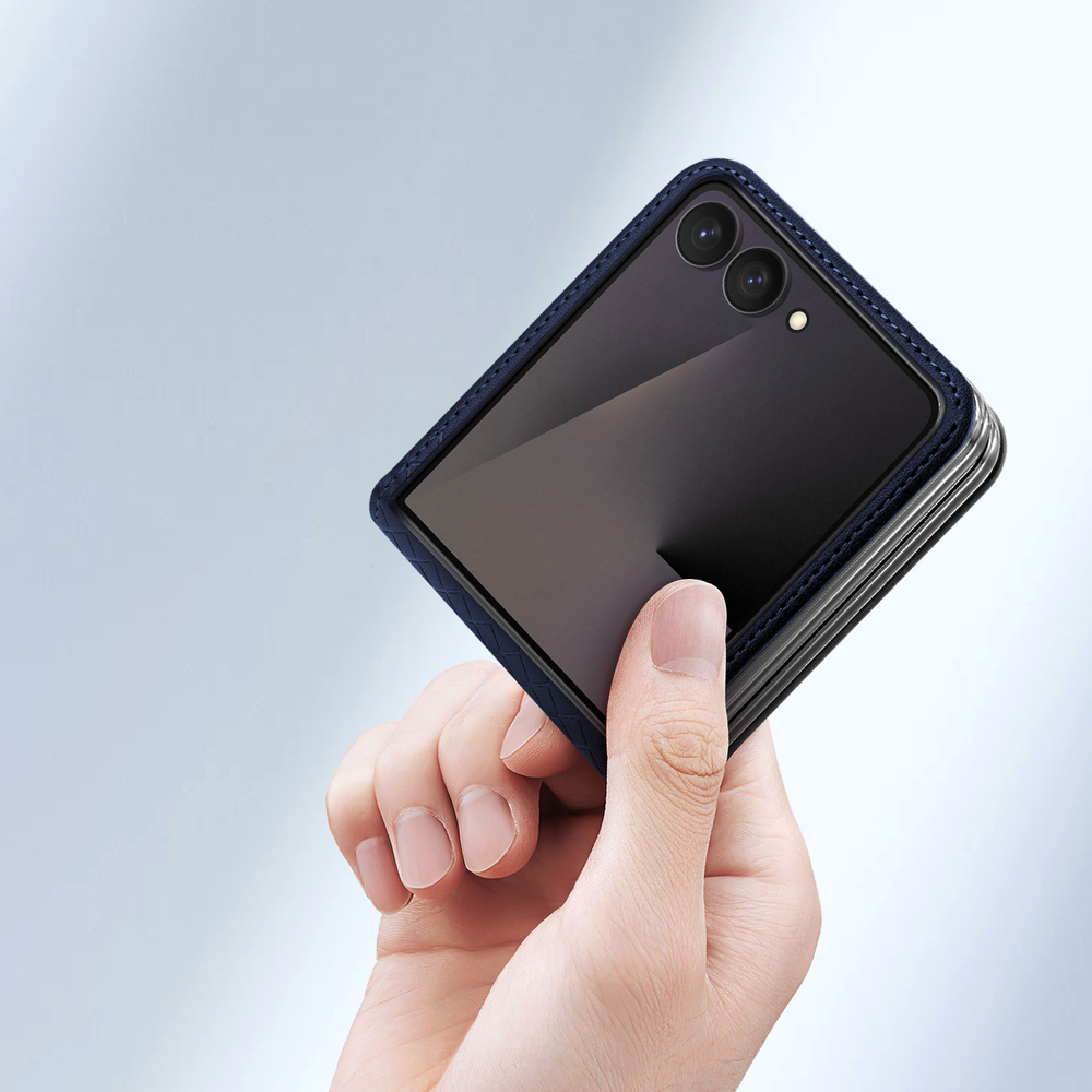 Чехол синего цвета из кожи для Samsung Galaxy Z Flip 8, серия Bril Series Case от Dux Ducis