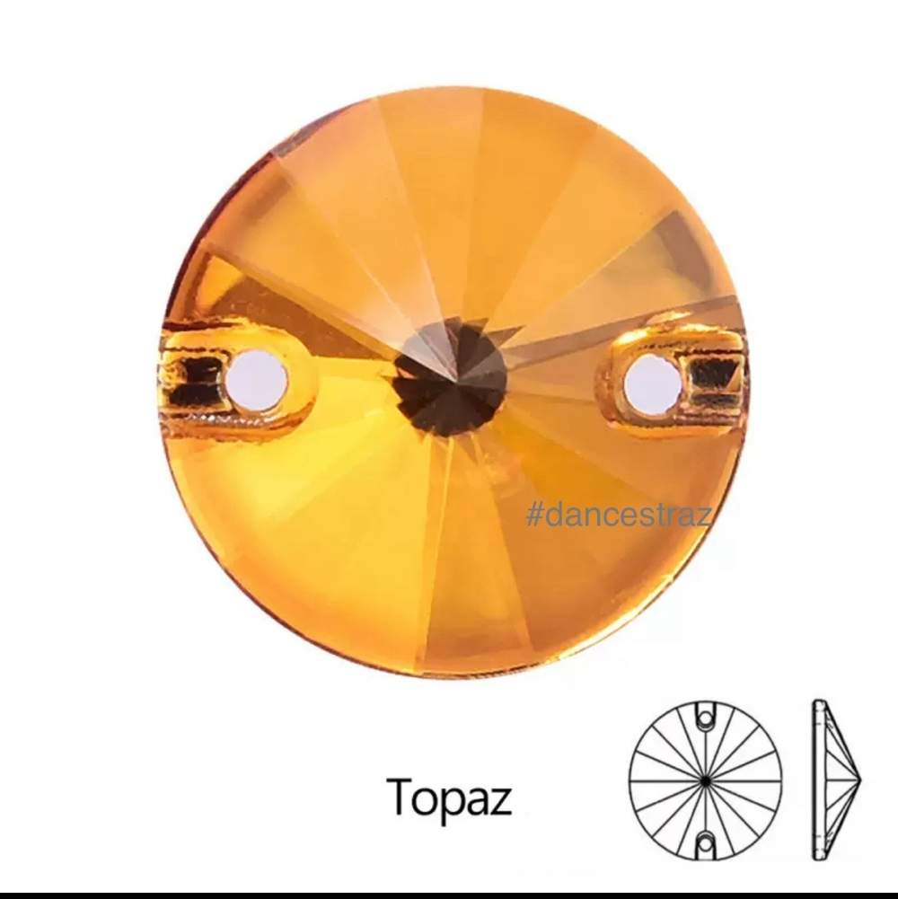 Стразы пришивные, Rivoli, Topaz, 203, 16mm, (72 ea/pkg), 5A+, (F2)