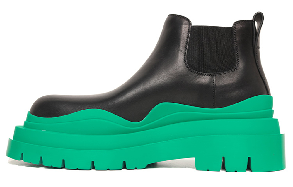 Bottega Veneta Tire Chelsea BV Leather Ankle Length Chelsea Boots Women"s Turquoise