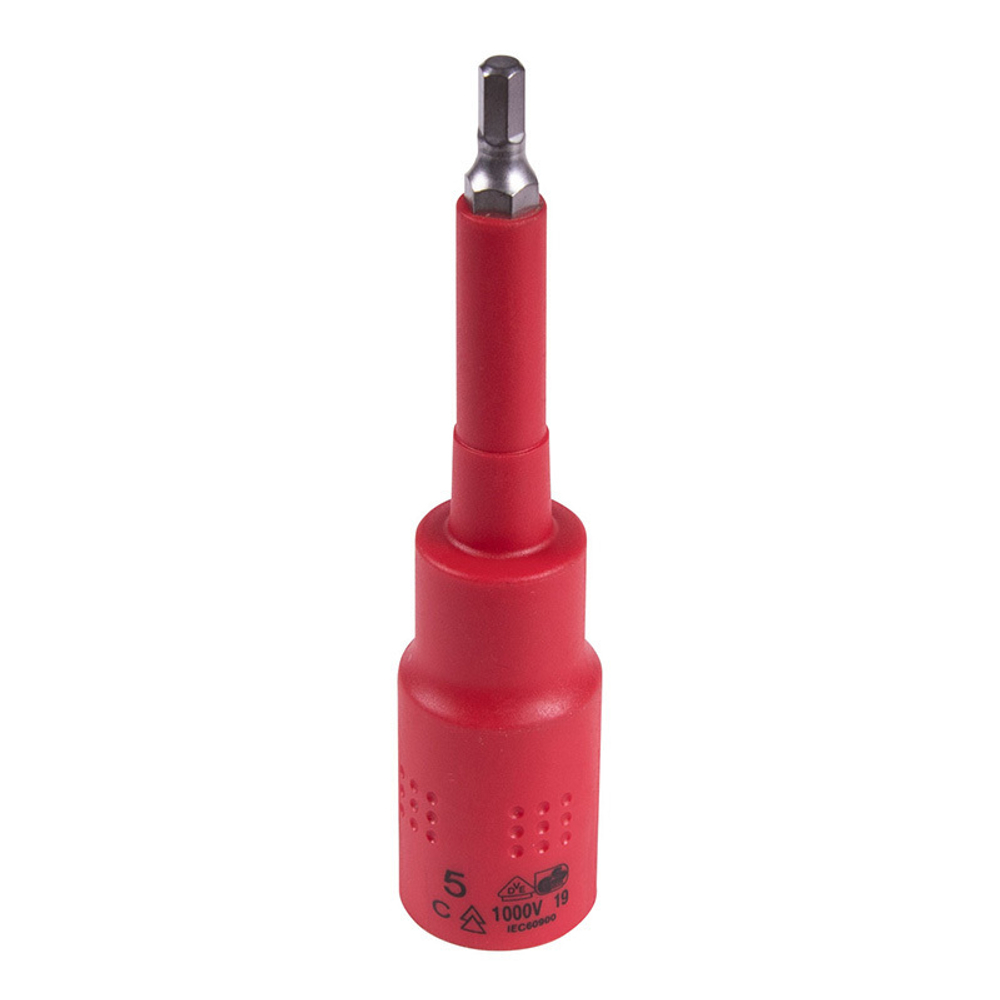 KING TONY (4035VE05) Насадка (бита) торцевая диэлектрическая 1/2", HEX, 5 мм, L = 120 мм