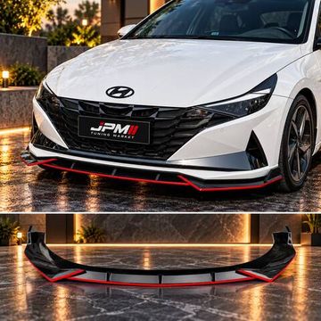 Сплиттер переднего бампера Hyundai Elantra 2020-2023 чёрный с красным