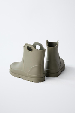ZARA РЕЗИНОВЫЕ САПОГИ, ЗЕЛЕНЫЙ ХАКИ