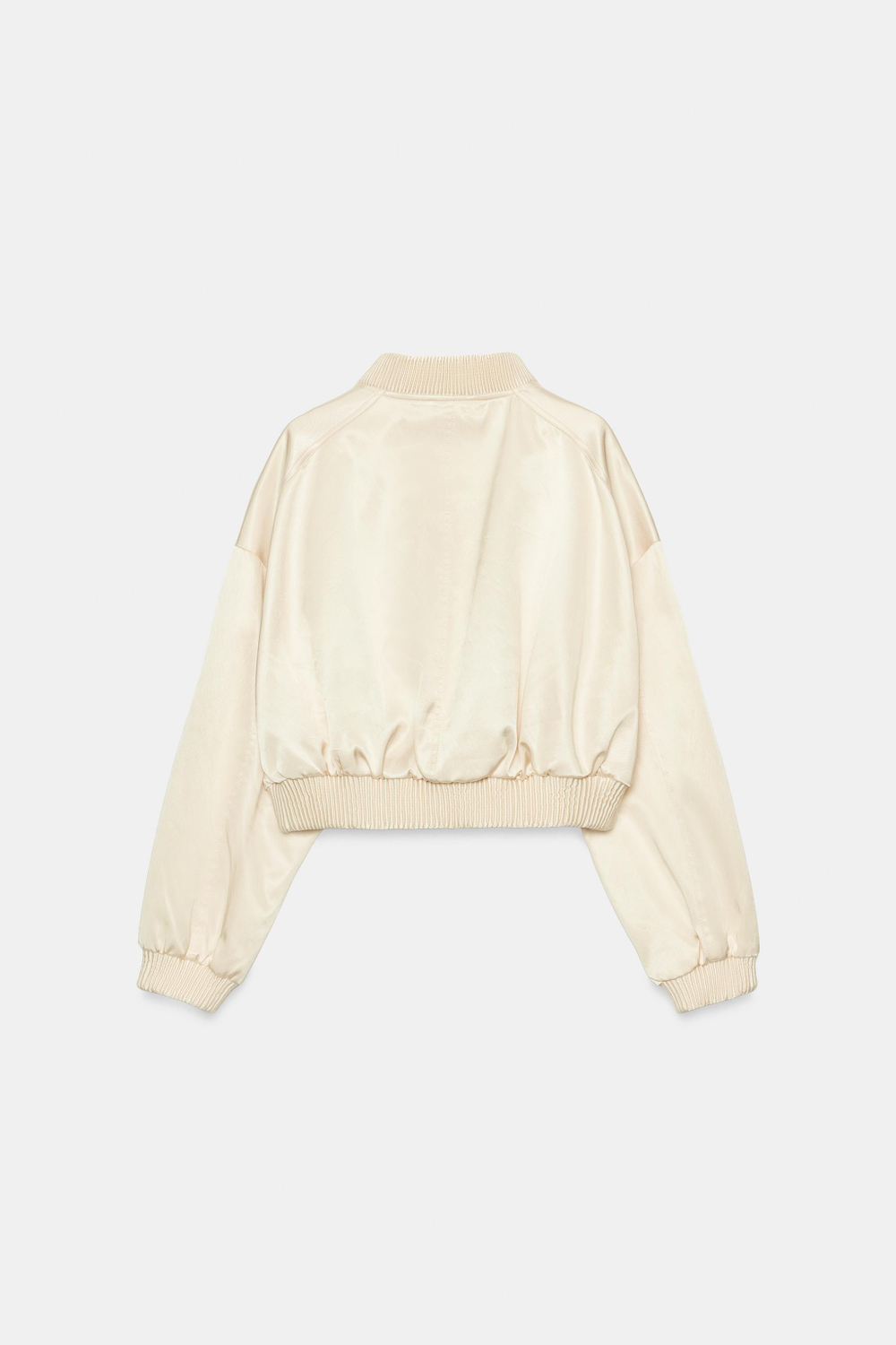 ZARA АТЛАСНЫЙ УКОРОЧЕННЫЙ БОМБЕР, БЕЖЕВЫЙ
