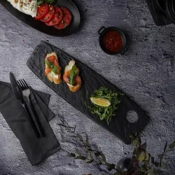 Блюдо прямоугольное 42,5*13 см h1,4 см для закусок Black Raw Stellar P.L. [1]