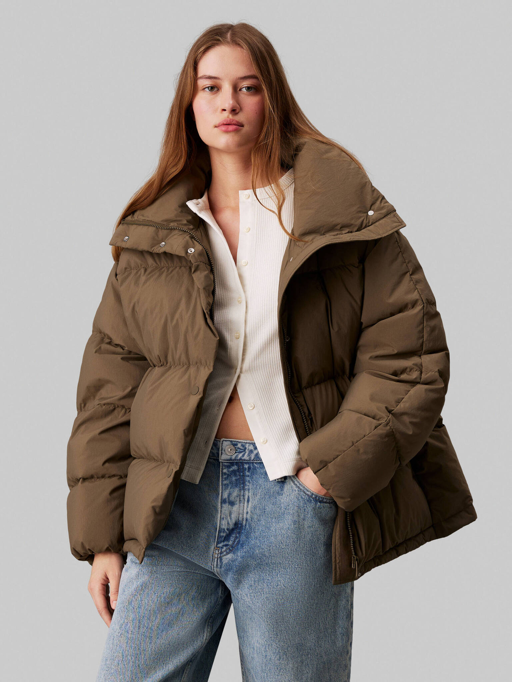 Пуховая куртка CALVIN KLEIN JEANS - коричневый(J20J224922)
