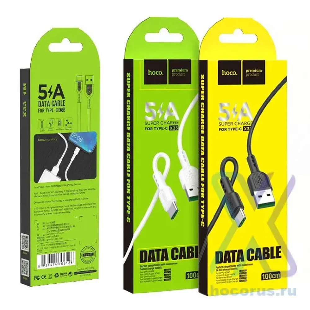 Кабель HOCO X33 USB-Type-C 5A 1м PVC Black