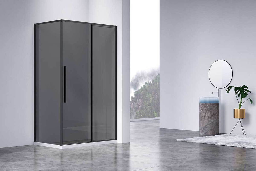 Душевой уголок Слим-Н (Slim-N) VSR-4SN8012CGB, 1200*800, черный, стекло тонированное,