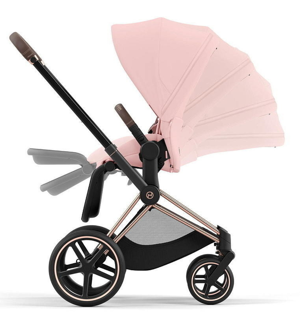 Коляска Cybex Priam IV Rosegold complete Aton S2 Hibiscus Red Base One 4 в 1 Peach Pink