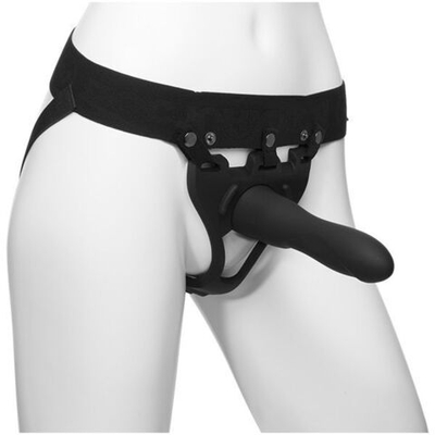 Черный полый страпон с креплением Body Extensions BE Strong - 19,05 см. (Цвет: черный)
