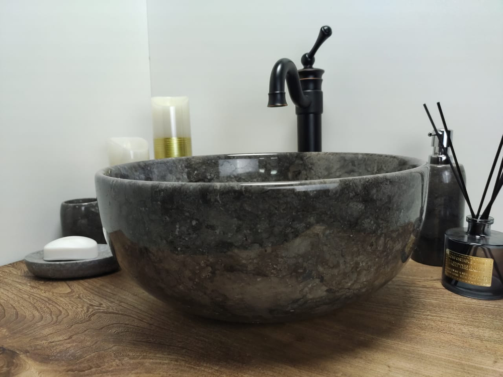 Раковина из мрамора Bowl Grey BM-60644 40x40x17 из натурального камня