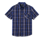 Рубашка Men's Staple Short Sleeve Shirt - Plaid - Harley Black & Ombre Blue Harley-Davidson