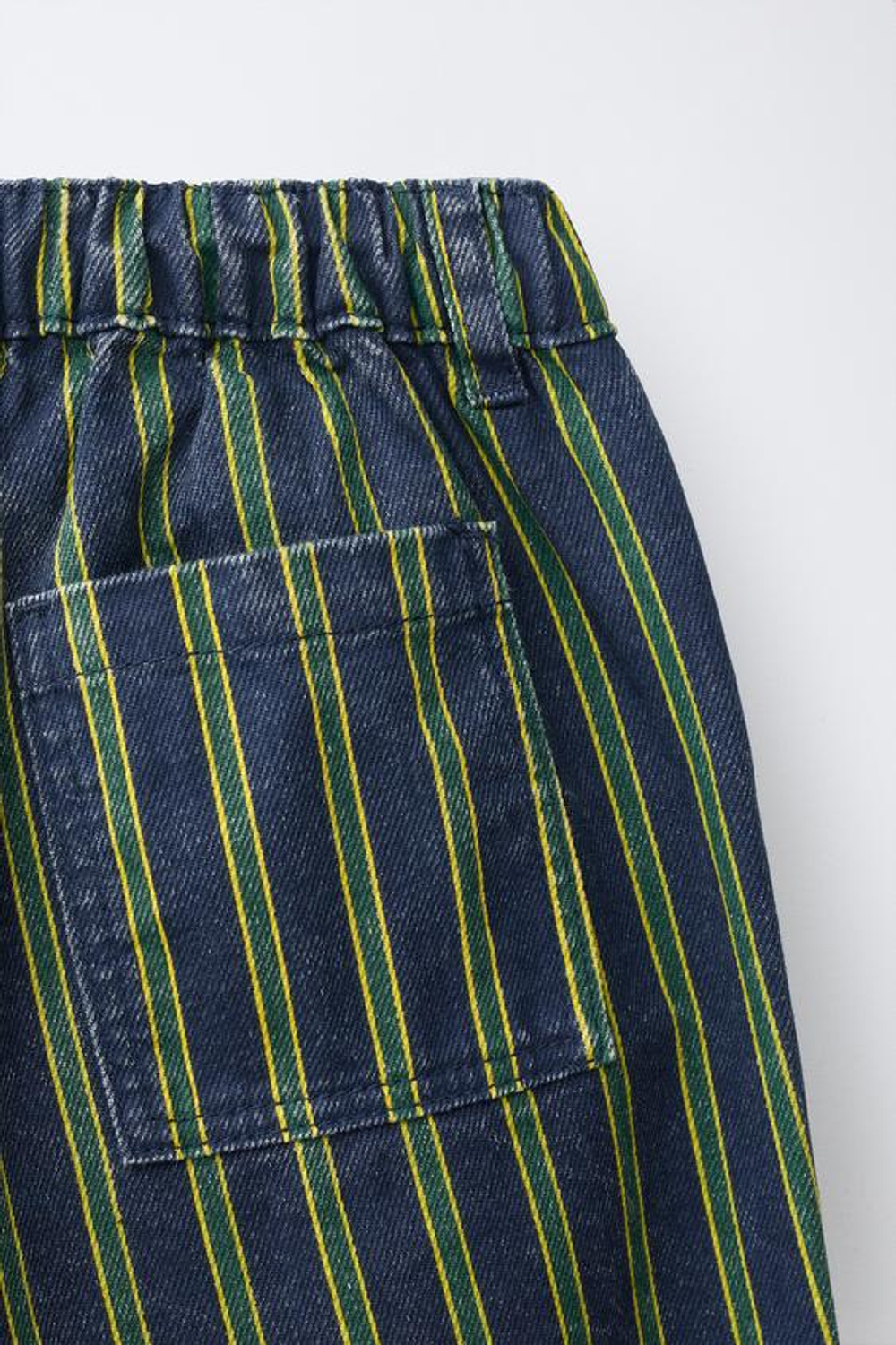 ZARA БРЮКИ BAGGY ИЗ ТВИЛА В ПОЛОСКУ, СИНИЙ