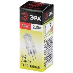 Лампа галогенная ЭРА JCD-40W-230V-CL-G4 40Вт капсула теплый белый свет G4 | Лампы галогенные Капсульные (G4, G9)