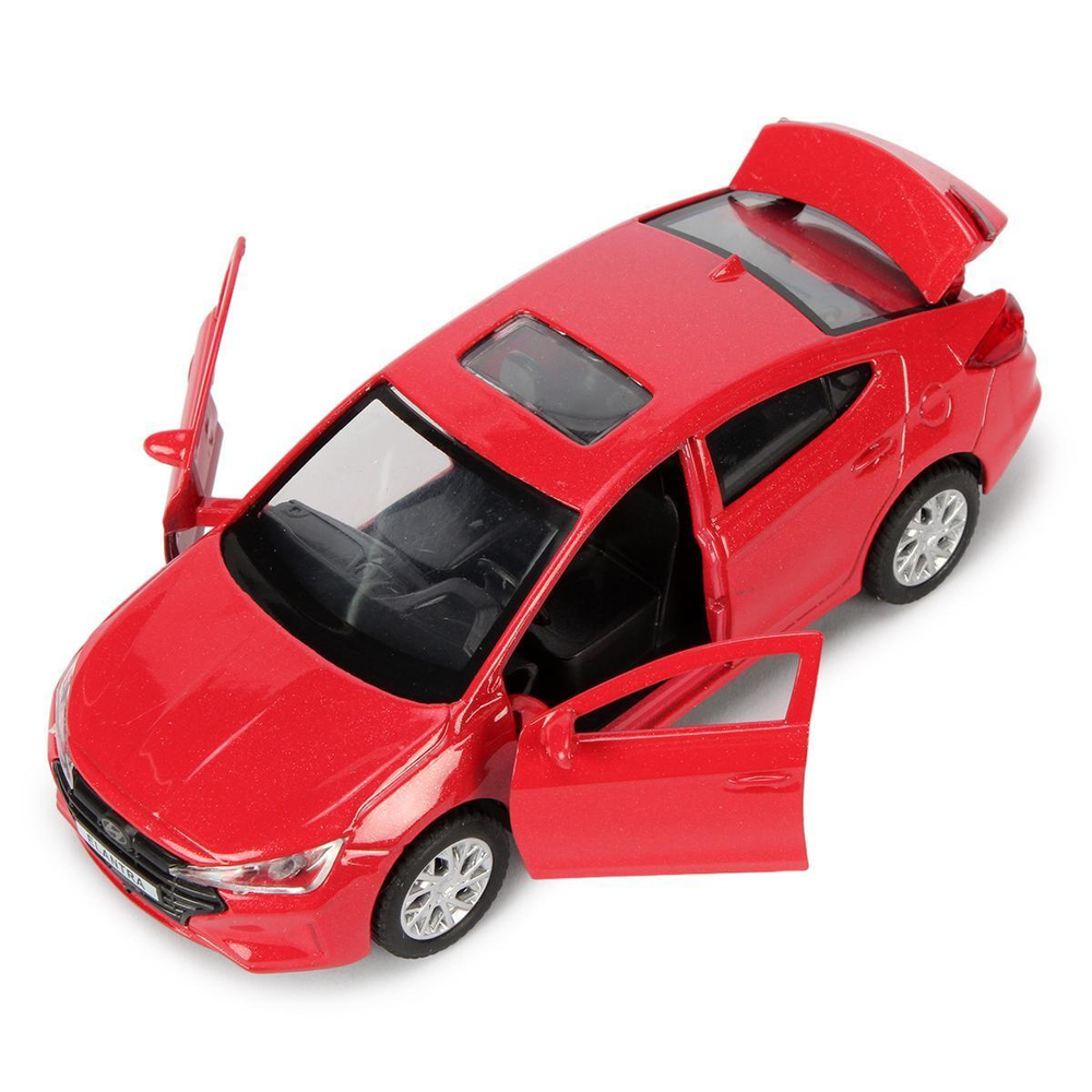 Модель ин. мет. "Hyundai Elantra" 12см, двери, багаж, красный, коробка ELANTRA-12-RD (Технопарк)