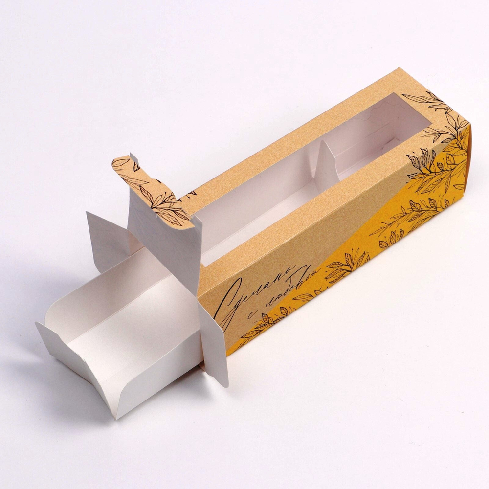 Коробочка для макаронс «Сделано с любовью», 18 х 5,5 х 5,5 см