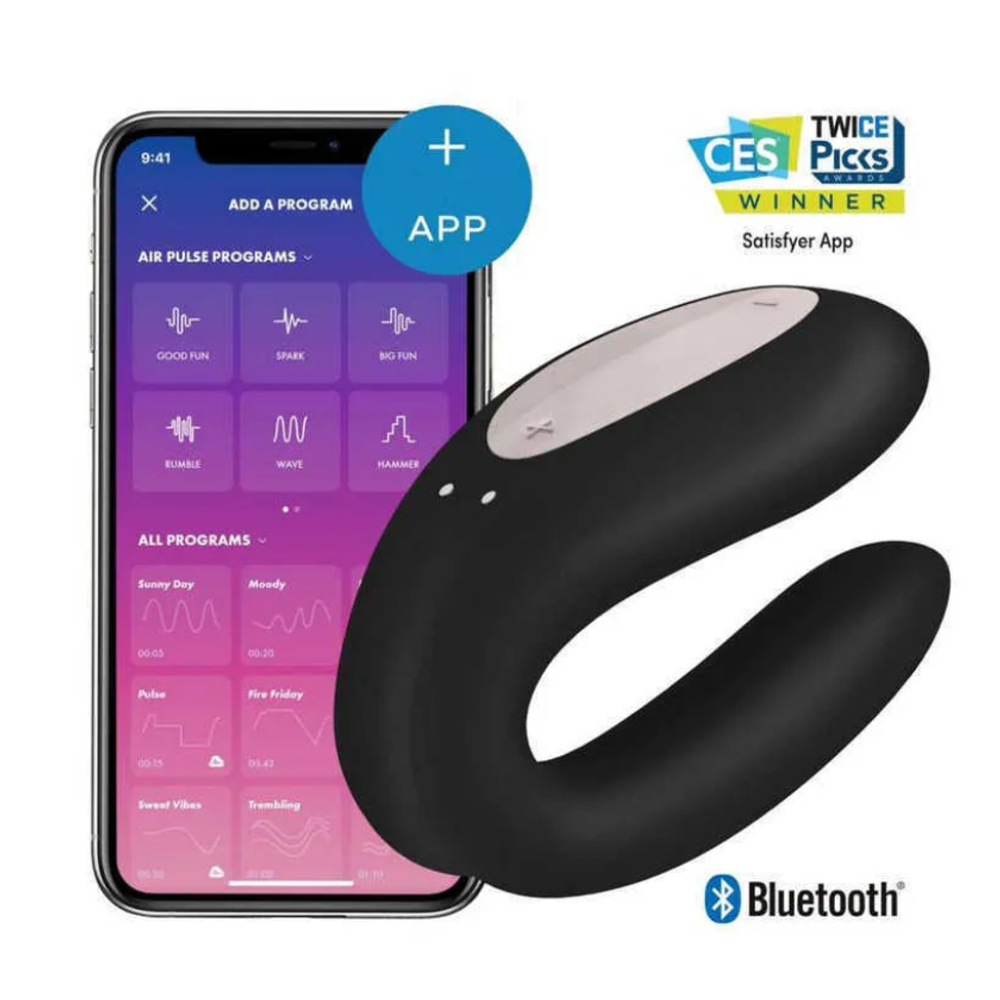 Многофункциональный смарт-вибратор для пар Satisfyer Double Joy черный