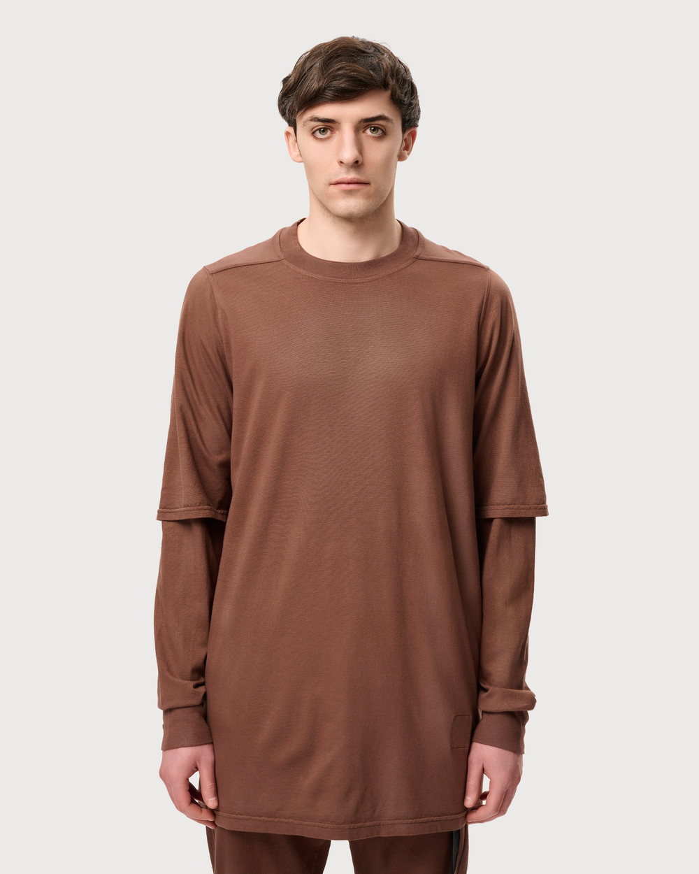 RICK OWENS DRKSHDW ЛОНГСЛИВ КОРИЧНЕВЫЙ HUSTLER