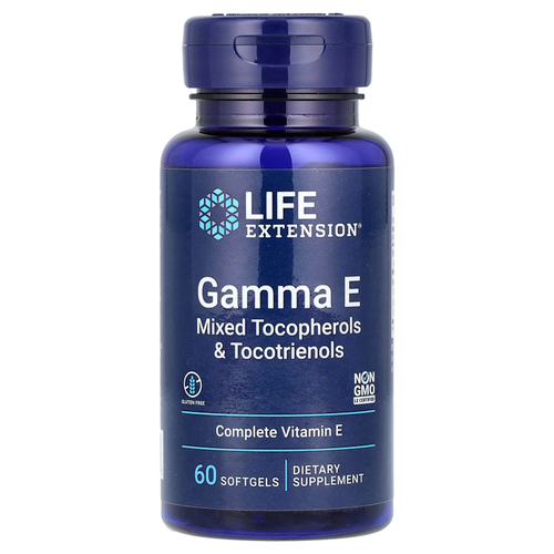 Life Extension, Gamma E, смесь токоферолов и токотриенолов, 60 капсул