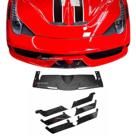 Карбоновая губа и спойлеры переднего бампера на замену для Ferrari 458 Speciale 2013-2015 Феррари