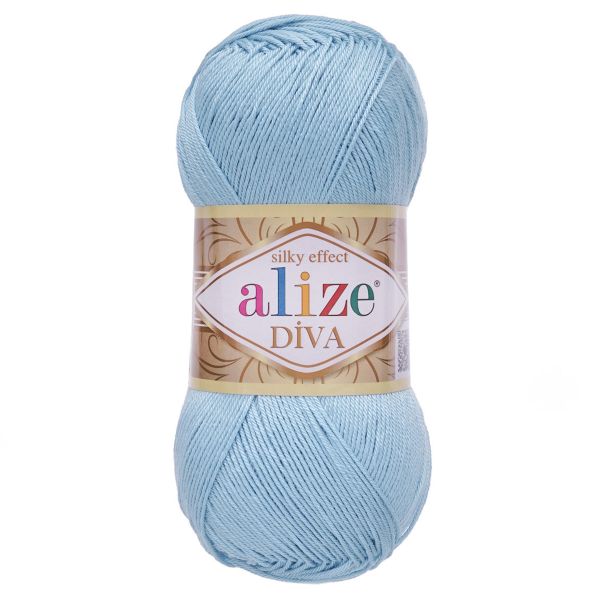 Пряжа Alize (Ализе) Diva / уп.5 мот. по 100 г, 350м, 350 светло-голубой А