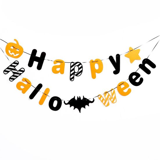 Гирлянда на ленте «Happy halloween», тыква и мышь, 300см.