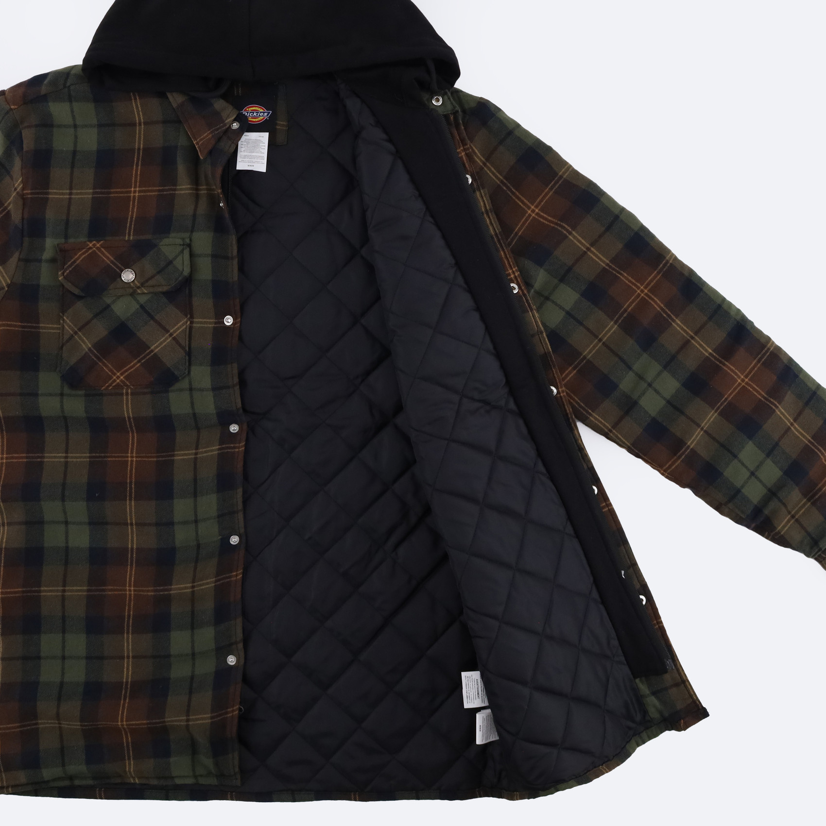 Куртка Dickies Flannel Hooded Shirt Jacket (chocolate/tactical green plaid) артикул: - купить в магазине Дайс